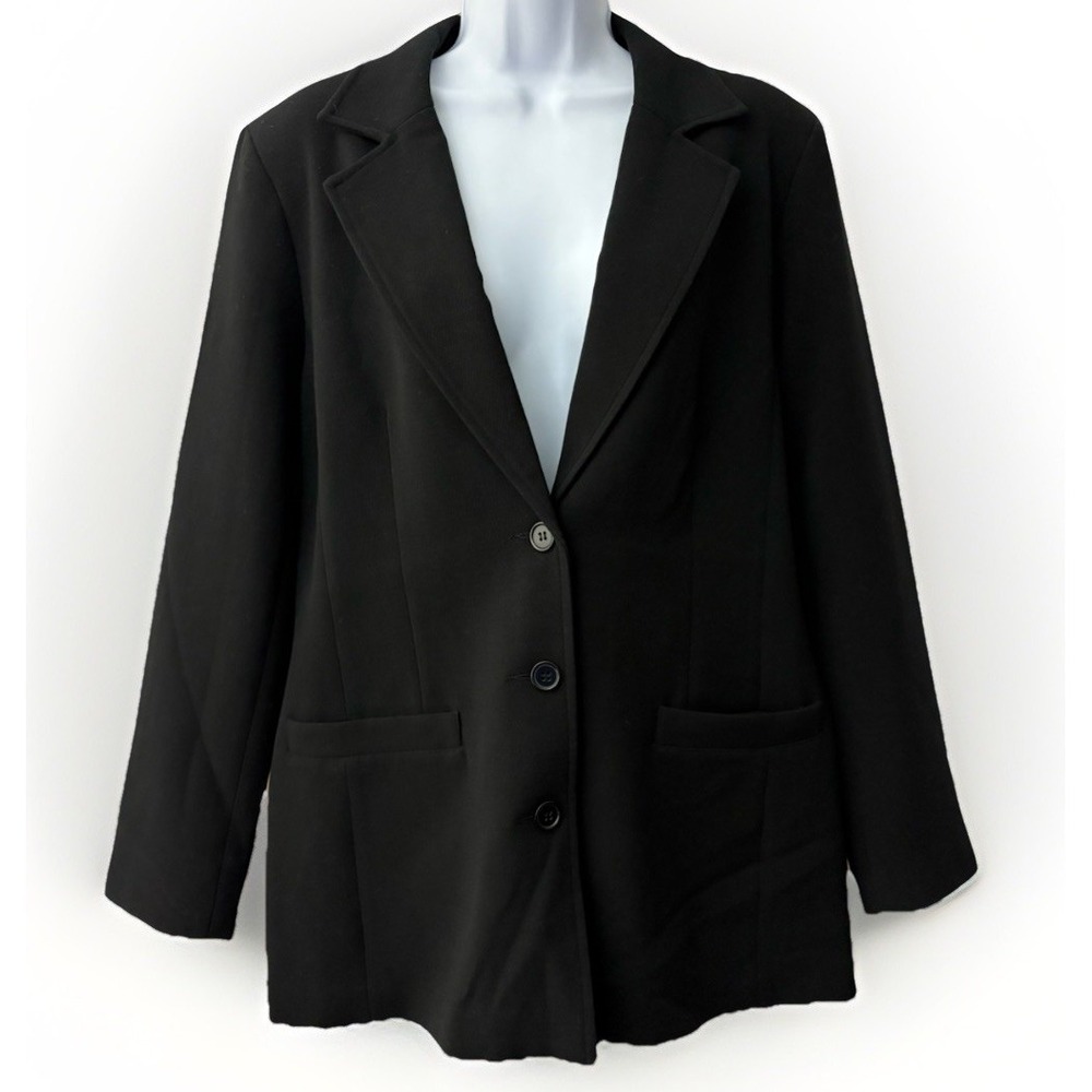 Linea By Louis Dell'Olio Womens L/S Black 3 Button Blazer Sz12 Modern Chic